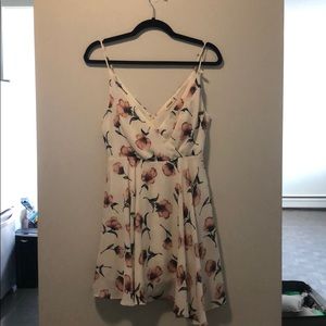 White and pink floral flowy dress